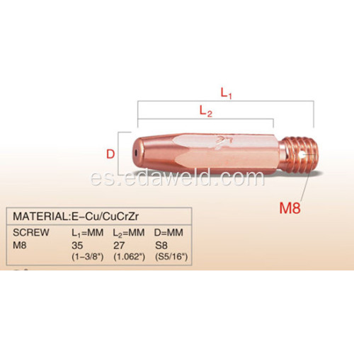 Punta de contacto Kemppi M8X35 CuCrZr 1.2mm